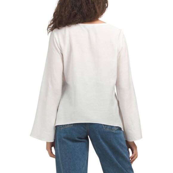 EAST OF JUNE White Tie Front Crinkle Gauze Blouse - Picture 2 of 2